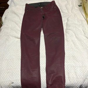 White House Black Market Womens Pants 00R Red Skinny Leg Waxed Pockets Casual